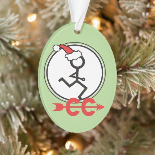 Cross Country Custom Back Holiday Runner  Green Ornament