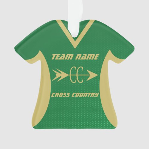 Cross Country Green and Gold Sports Jersey Ornament