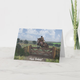 Cross Country - Jumping Horse Birthday Card