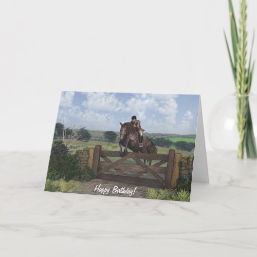 Cross Country _ Jumping Horse Birthday Card