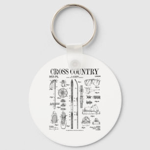 Cross Country Nordic Skiing Ski Vintage Patent Ski Keychain