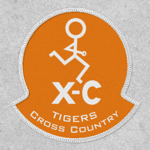 Cross Country Orange White XC Run Choose Backing Patch