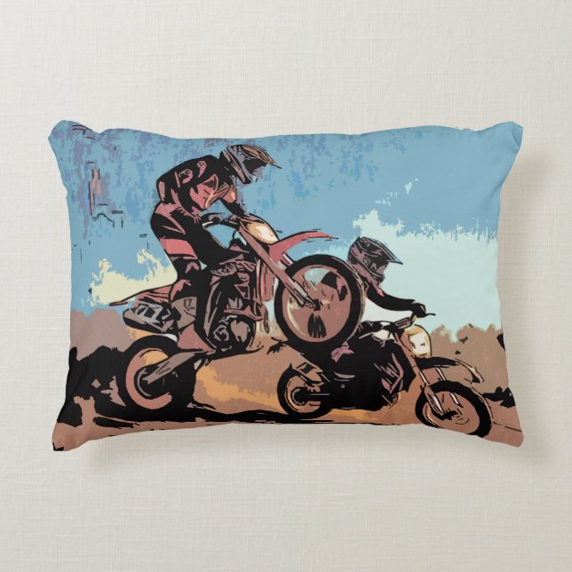 Cross Country Race - Dirt Bike Racers Accent Pillow (Front)