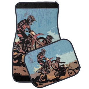 Cross Country Race - Dirt Bike Racers Car Floor Mat