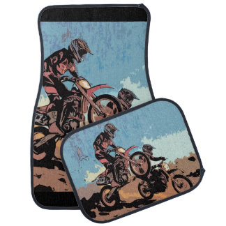 Cross Country Race - Dirt Bike Racers Car Floor Mat