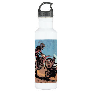 Cross Country Race - Dirt Bike Racers Stainless Steel Water Bottle
