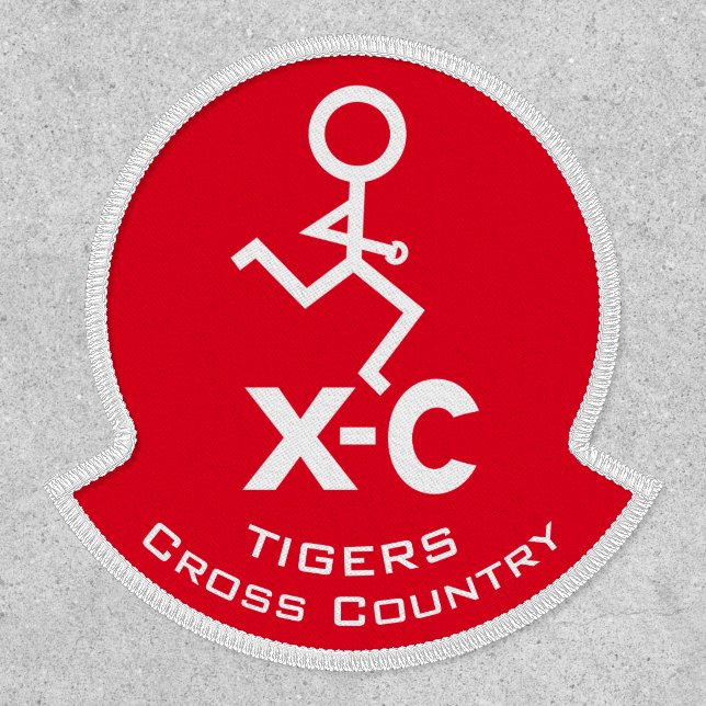 Cross Country Red White XC Runner Choose Backing Patch (Front)
