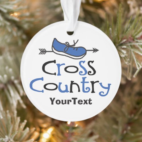 Cross Country Runner Blue Shoe Custom frontback Ornament