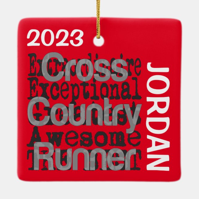 Cross Country Runner Extraordinaire CUSTOM Ceramic Ornament (Back)