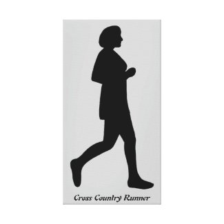 Cross Country Runner Female Silhouette Canvas