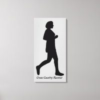 Cross Country Runner Female Silhouette Canvas