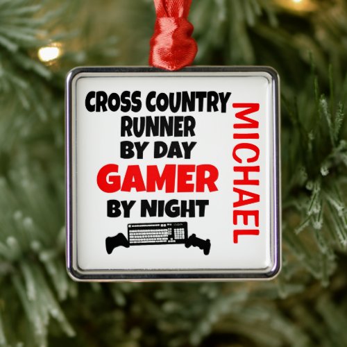 Cross Country Runner Loves Playing Video Games Metal Ornament