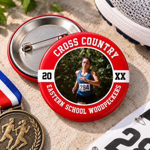 Cross Country Runner Running XC Sports Team Custom Button