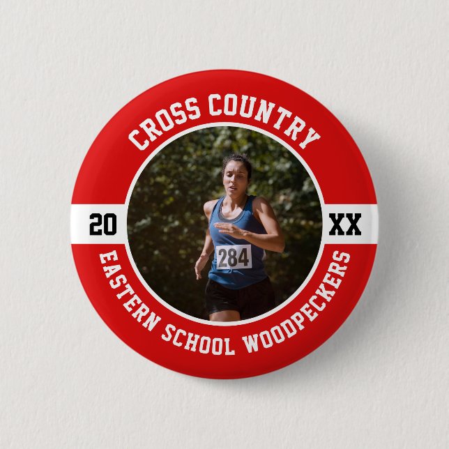 Cross Country Runner Running XC Sports Team Custom Button (Front)
