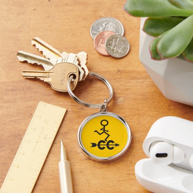 Cross Country © Runner Running | Yellow Background Keychain (Desk)