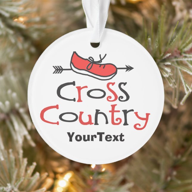 Cross Country Runner Shoe © Red Custom front/back Ornament (Tree)