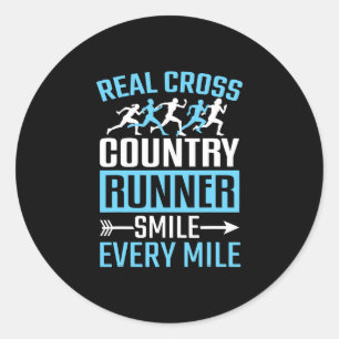 Cross Country Runner Smile Every Mile Running Classic Round Sticker
