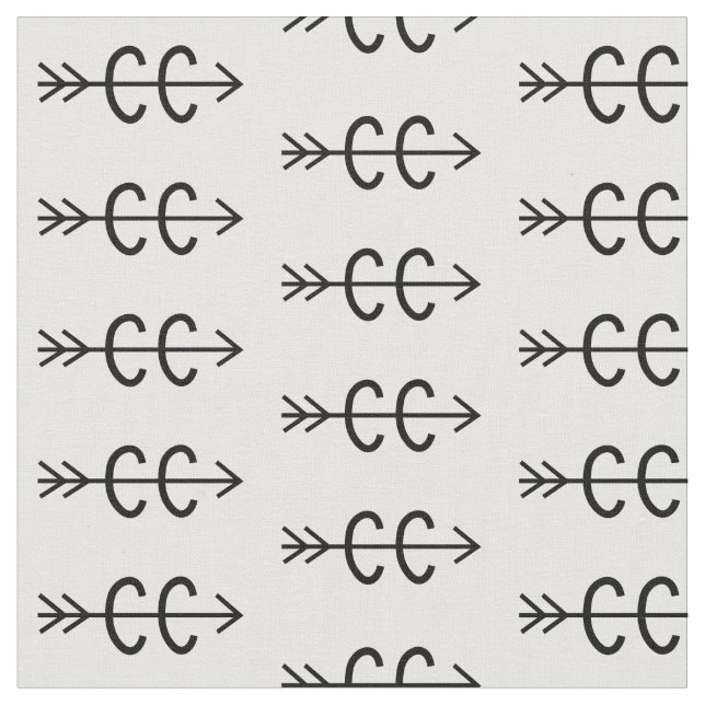 Cross Country Runner Symbols White Black Fabric (Close Up)