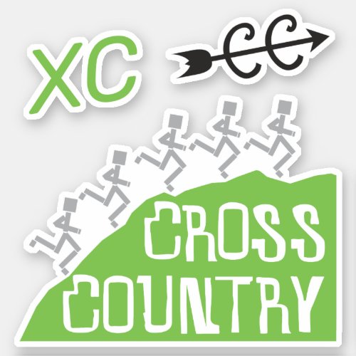 Cross Country Runners on Hill  Stickers