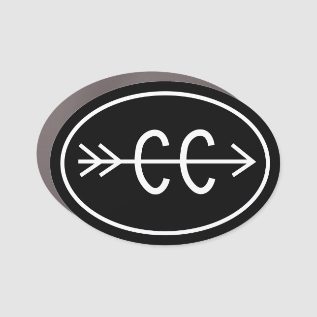 Cross Country Running Black White Car Magnet (Front)