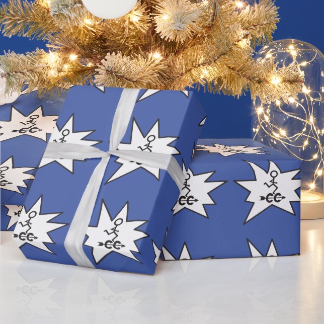 Cross Country Running Blue Wrapping Paper (Holidays)
