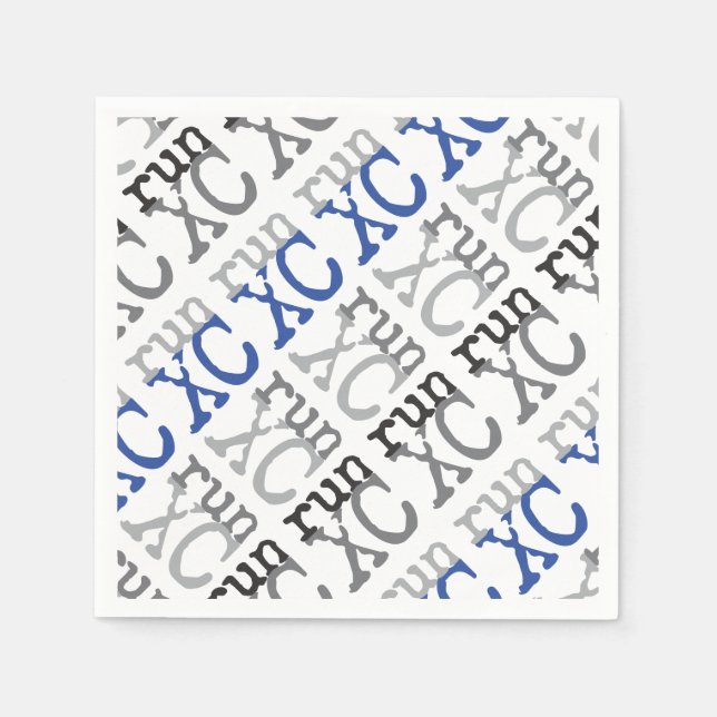 Cross Country Running - Blue - XC Run Napkins (Front)
