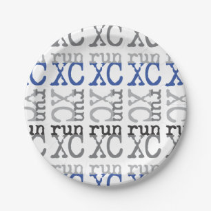 Cross Country Running - Blue - XC Run Paper Plates