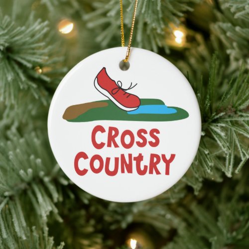 Cross Country Running Ceramic Ornament