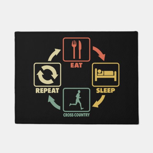 Cross Country Running Eat Sleep Repeat Vintage Doormat