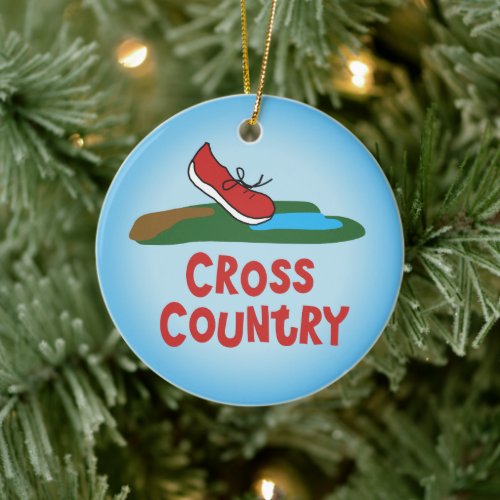 Cross Country Running _ front and back Ceramic Ornament