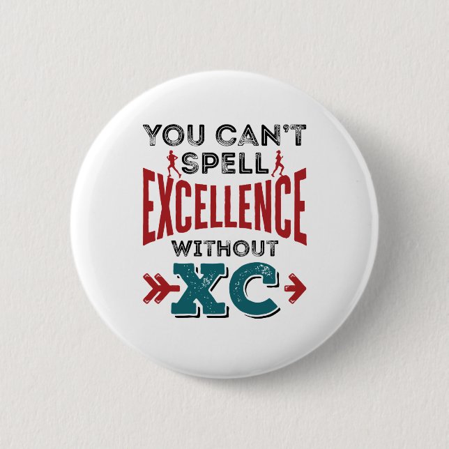 Cross Country Running Funny Excellence XC Button (Front)