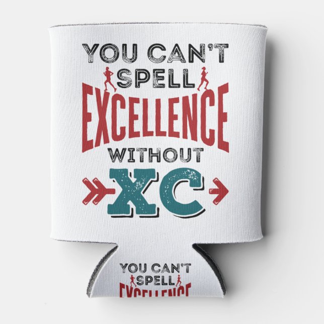 Cross Country Running Funny Excellence XC Can Cooler (Front)