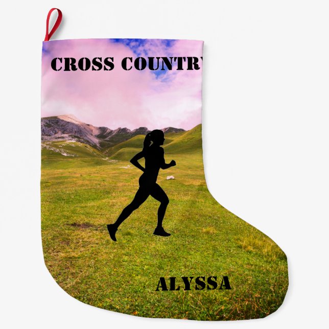 Cross Country Running Large Christmas Stocking (Front)