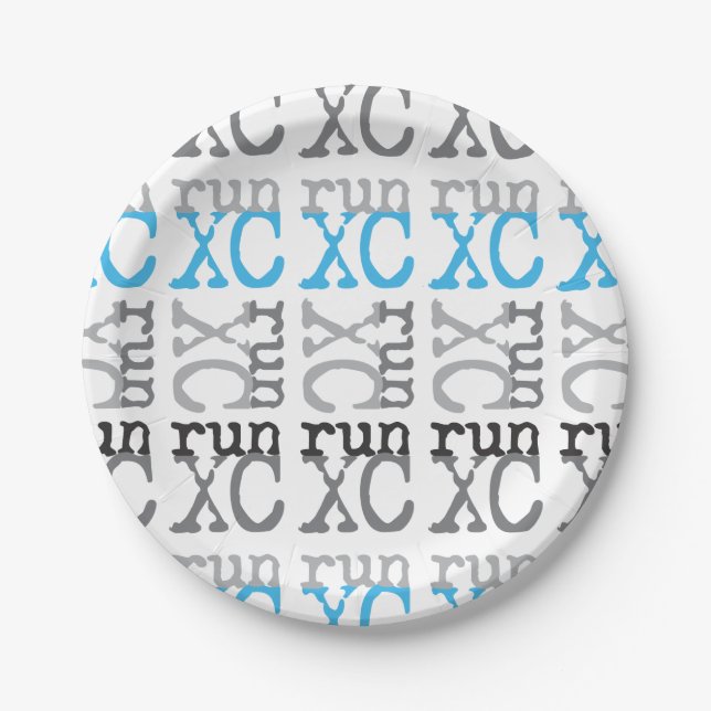 Cross Country Running - Light Blue - XC Run Paper Plates (Front)