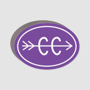 Cross Country Running Purple and White Car Magnet