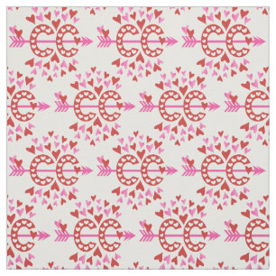 Cross Country Running Red Pink Love themed Fabric