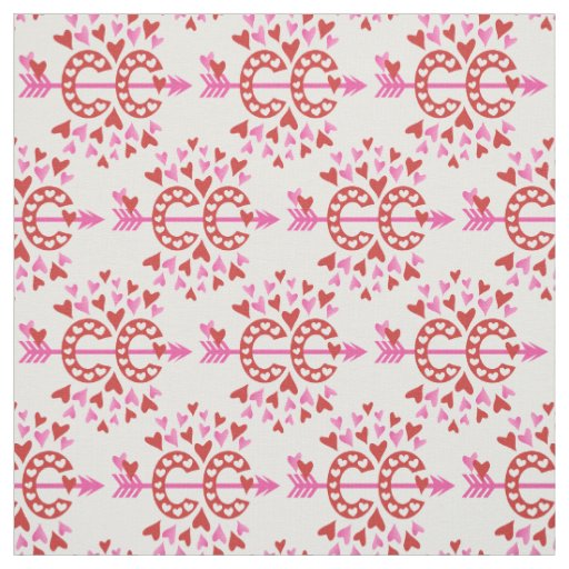 Cross Country Running Red Pink Love themed Fabric