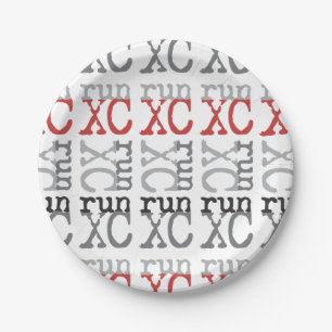 Cross Country Running - Red XC Run Paper Plate