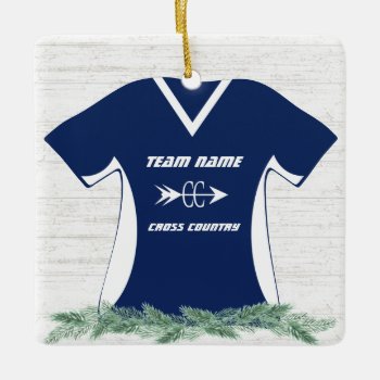 Cross Country Running Shirt Blue With Photo Ceramic Ornament by tshirtmeshirt at Zazzle
