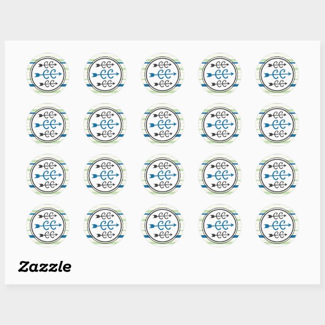 Cross Country Running Symbols - XC Runners Blue Classic Round Sticker (Sheet)