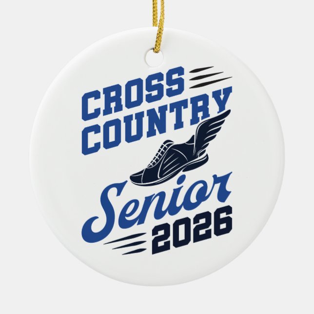 Cross Country Senior 2026 XC Runner Ceramic Ornament (Front)