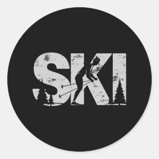 Cross Country Ski Cool Skiing Nordic Skier Women Classic Round Sticker