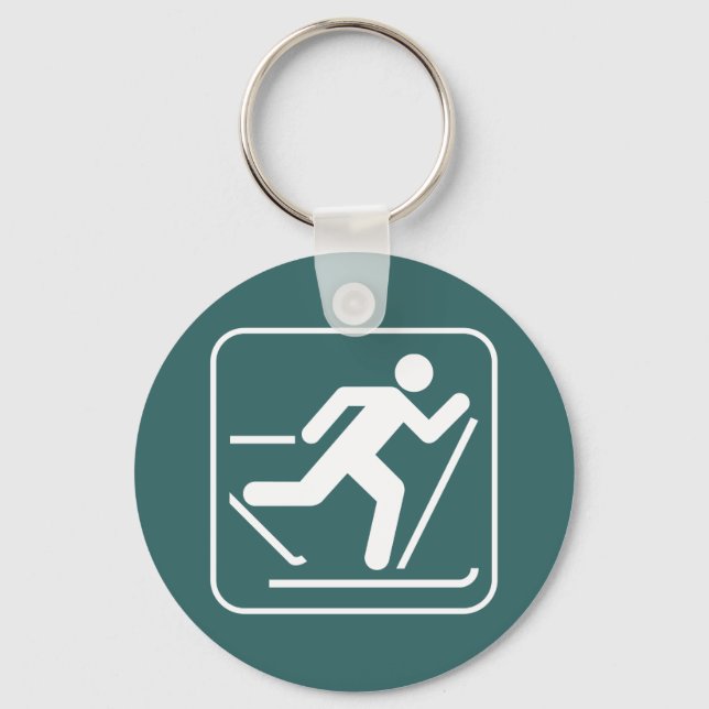 Cross Country Ski Symbol Keychain (Front)