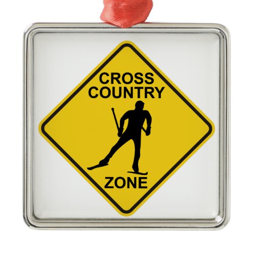 Cross Country Ski Zone Metal Ornament