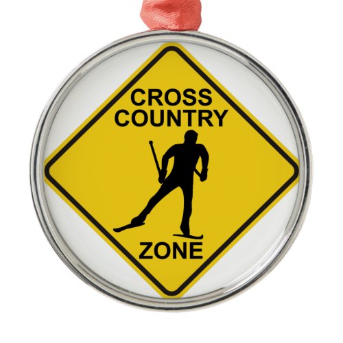 Cross Country Ski Zone Metal Ornament