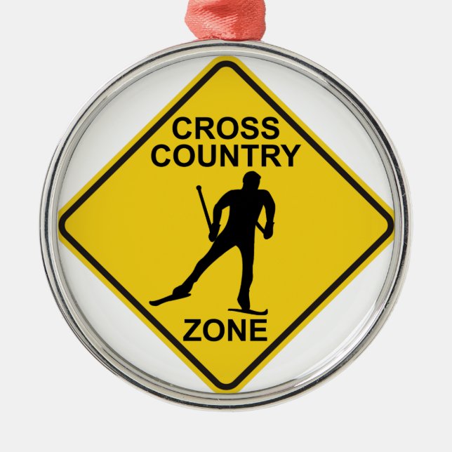 Cross Country Ski Zone Metal Ornament (Front)