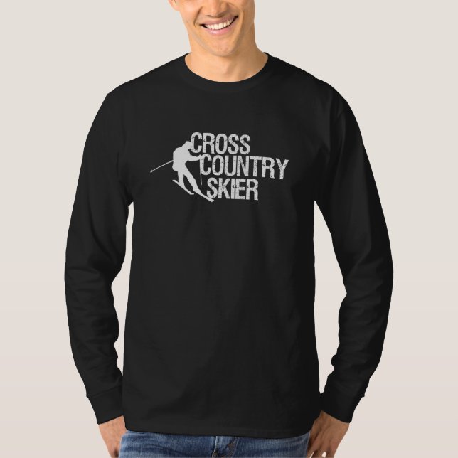 Cross Country Skier Cool Winter Sport Snow Tee Men (Front)