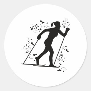 Cross Country Skier Nordic Xc Skiing _2 Classic Round Sticker