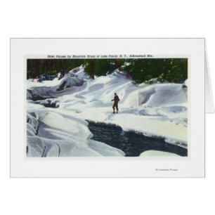 Cross-Country Skier Pauses by Mountain Brook Cards
