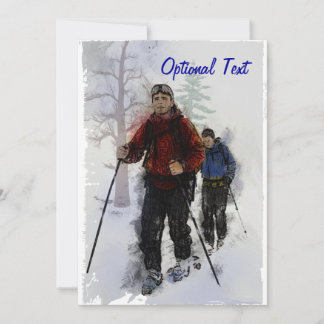 Cross Country Skiers - Customizable Invitation